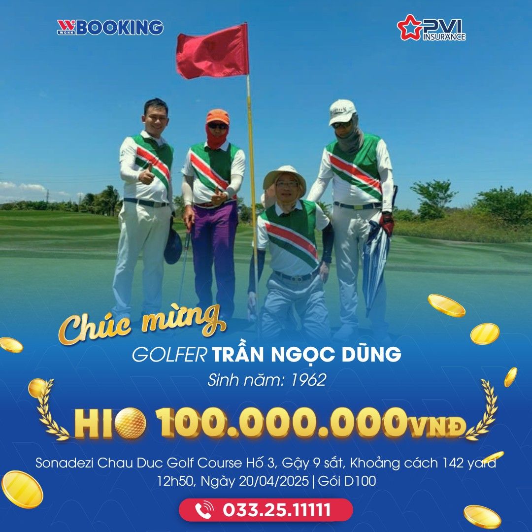 GOLFER TRẦN NGỌC DŨNG HOLE IN ONE TRONG KHUÔN KHỔ GIẢI ĐẤU GIAO LƯU CLB THỂ THAO DẦU KHÍ TẠI SÂN GOLF CHÂU ĐỨC