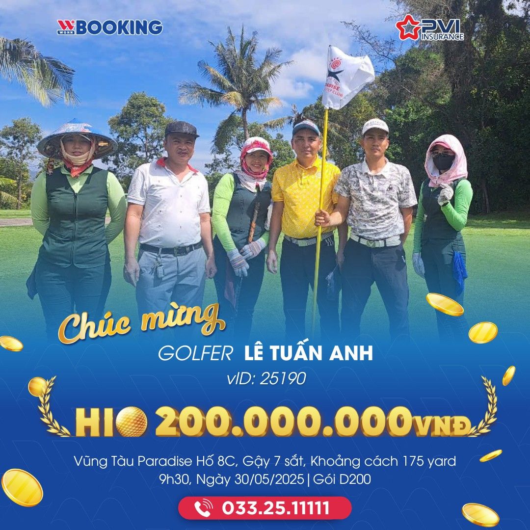 CHÚC MỪNG GOLFER LÊ TUẤN ANH – TRÚNG HIO, RINH NGAY 200 TRIỆU ĐỒNG TẠI SÂN VŨNG TÀU PARADISE